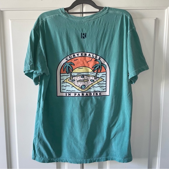 Routine Baseball Curveballs in Paradise Turquoise Short Sleeve Tee - Picture 3 of 4